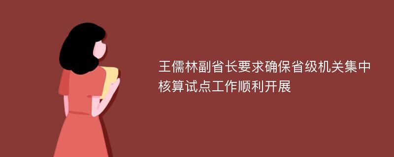 王儒林副省长要求确保省级机关集中核算试点工作顺利开展